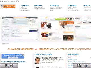 optaros.com Optaros.com in full screen view. Note that the flash carousel of images works just as on desktop browser