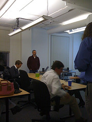 Dan Barrett gets ready to present at BostonPHP