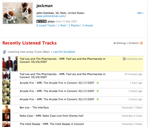 lastfm My Last.fm profile with Recently Listened Tracks