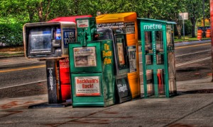 Newspaper stands in Cambridge MA (Credit will_hybrid, cc-by license, click through for details)