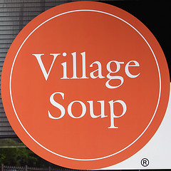 Village Soup sign in Belfast, ME (Photo by Timoth Valentine, cc-by-nc-sa license, click through for details)
